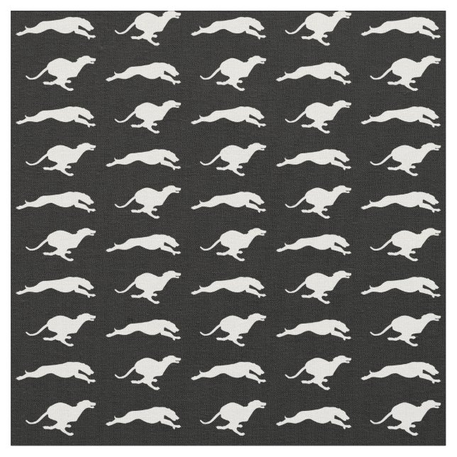 Running Hound At Night Fabric (Close Up)
