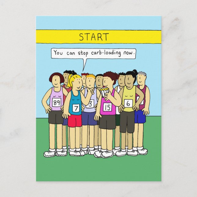 Running Humour for Her Eating Carbs Postcard (Front)