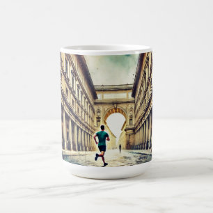 Running in Florence Italy Watercolor Painting Coffee Mug