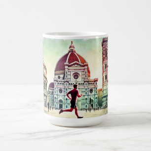 Running in Florence Italy Watercolor Painting Coffee Mug