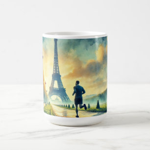 Running in Paris France Eiffel Tower Coffee Mug