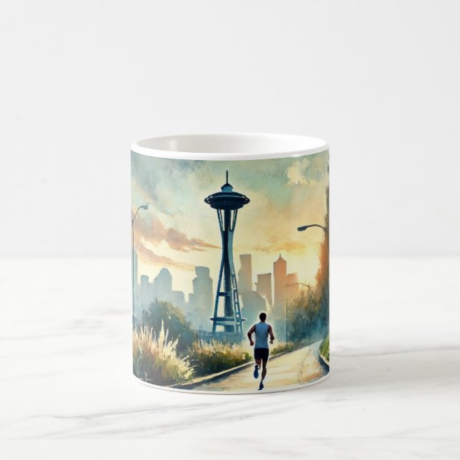 Running in Seattle Space Needle Coffee Mug (Center)
