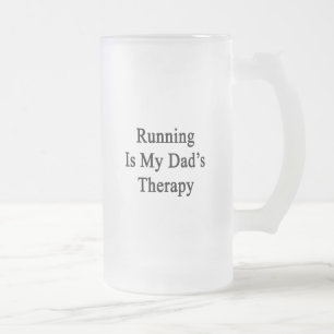 Running Is My Dad's Therapy Frosted Glass Beer Mug