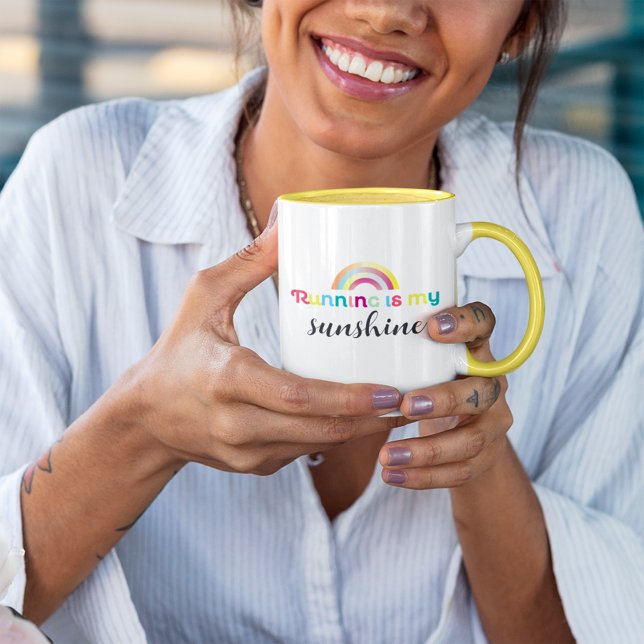 Running Is My Sunshine Colourful Rainbow Graphic Mug (Creator Uploaded)