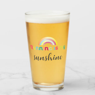 Running Is My Sunshine Colourful Rainbow Motivatio Glass