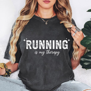 Running Is My Therapy Floral Runner Gift T-Shirt