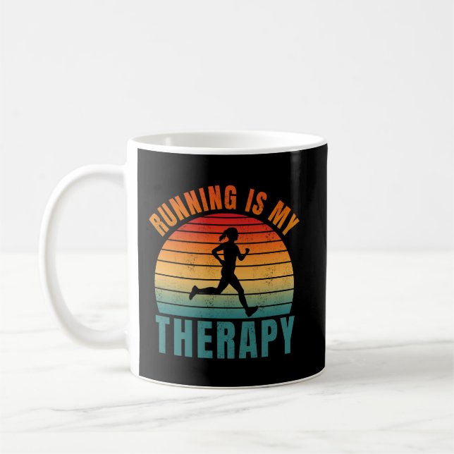 Running is my therapy funny exercise gift coffee mug (Left)