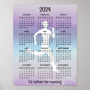 Running Jogging Design 2024 Calendar Poster