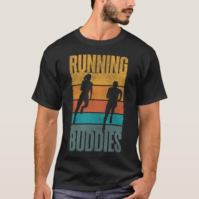 Running Jogging Running Buddies Friends Besties T-Shirt (Front)