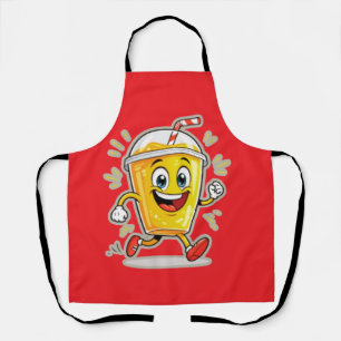 **Running Juice Cup Cartoon – Fun Street Drink Cha Apron