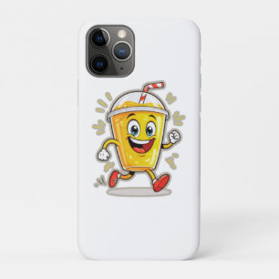 **Running Juice Cup Cartoon – Fun Street Drink Cha iPhone 11 Pro Case