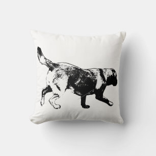 Running Labrador Ink Art Throw Pillow