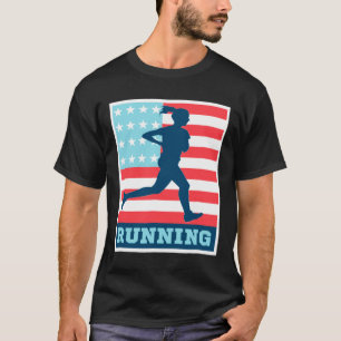Running - Ladies Usa Flag Running Tee Gym Runner S