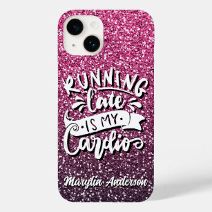 RUNNING LATE IS MY CARDIO GLITTER TYPOGRAPHY Case-Mate iPhone 14 CASE