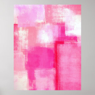 'Running Late' Pink Abstract Art Poster Print