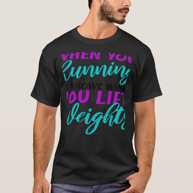 Running Lift Weights Fitness Christmas T-Shirt (Front)
