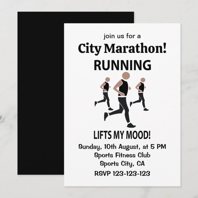 Running Lifts My Mood Running Invitation (Front/Back)