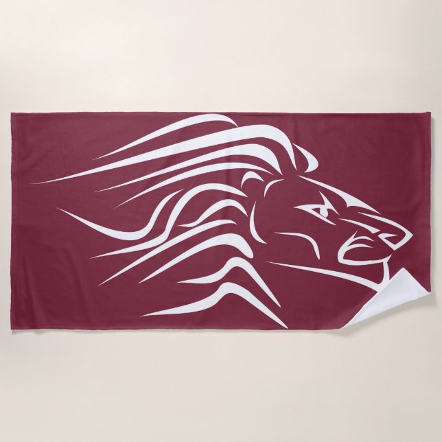 Running Lion Beach Towel Red - Your Colours (Front)