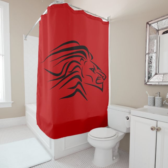 Running Lion Shower Curtain Red - Your Colours (In Situ)