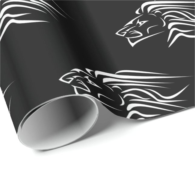 Running Lions Wrapping Paper Your Colours - Black (Roll Corner)