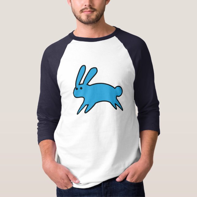 Running Little Blue Bunny  T-Shirt (Front)