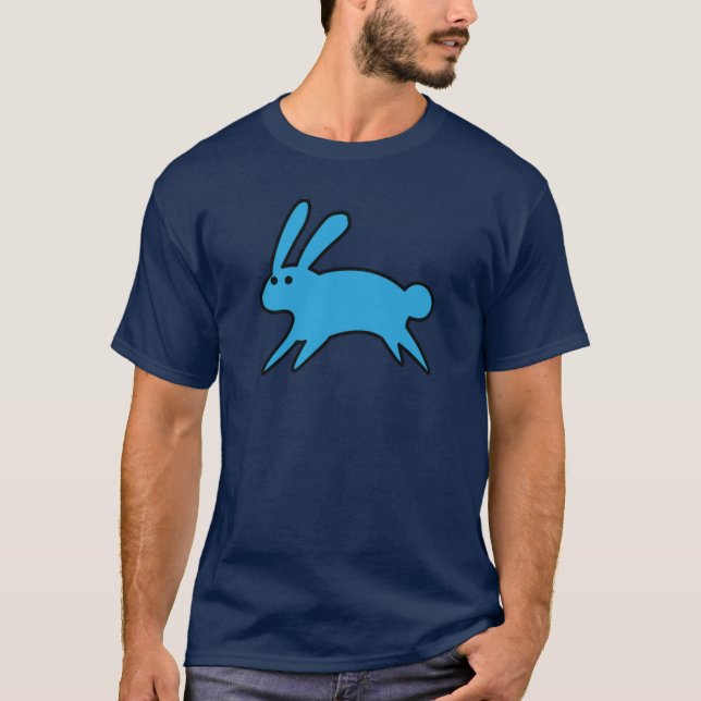 Running Little Blue Bunny  T-Shirt (Front)