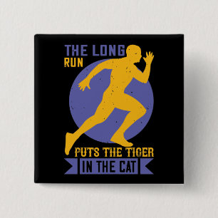 Running - Long run puts tiger in the cat 15 Cm Square Badge