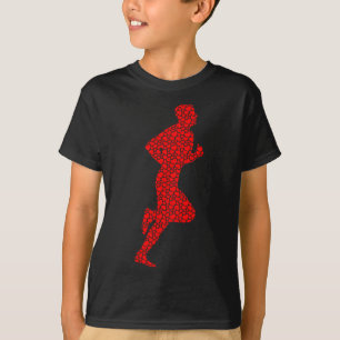 Running Lovers Valentine Hearts Love Runner Silhou T-Shirt