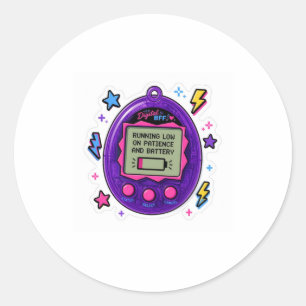 Running Low On Patience And Battery Funny Quote St Classic Round Sticker