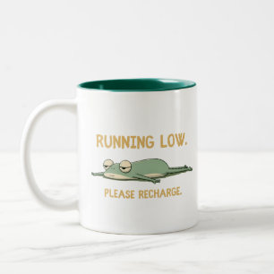 Running Low Please Recharge Frog Two-Tone Coffee Mug