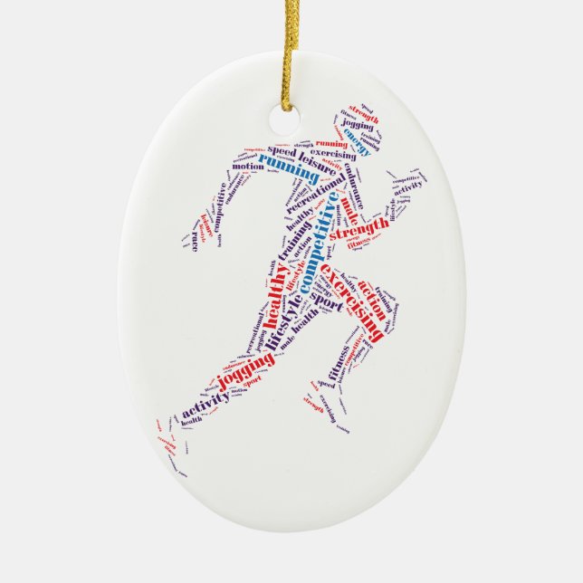 Running man ceramic tree decoration (Front)