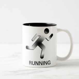 Running Man Silhouette Two-Tone Coffee Mug