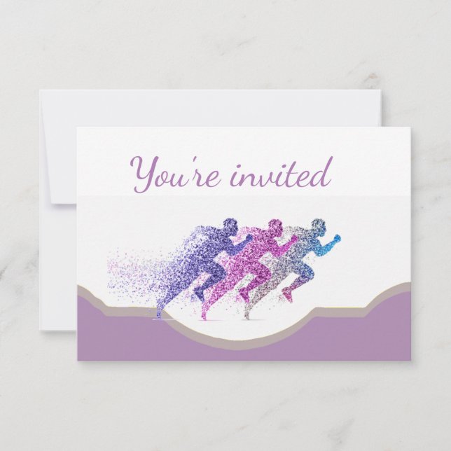 Running Marathon Runner Birthday Party Invitation (Front)