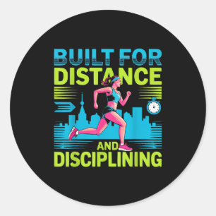Running marathon runner mum athlete track and fiel classic round sticker