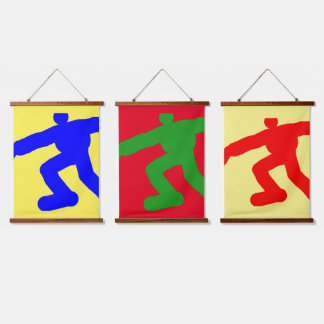 Running Men Series of 3 Hanging Tapestry