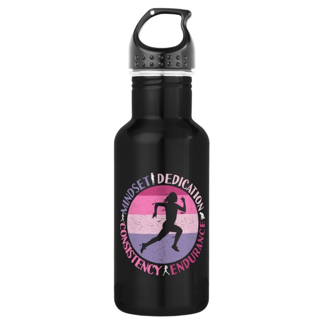 Running Mindset - Girly Runner Endurance Quote 532 Ml Water Bottle (Front)