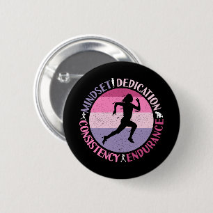 Running Mindset - Girly Runner Endurance Quote 6 Cm Round Badge