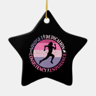 Running Mindset - Girly Runner Endurance Quote Ceramic Tree Decoration