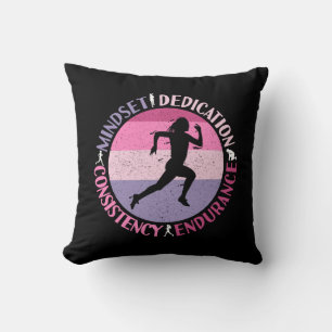 Running Mindset - Girly Runner Endurance Quote Cushion