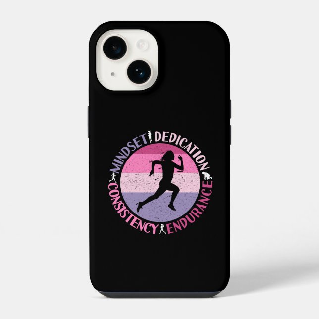 Running Mindset - Girly Runner Endurance Quote iPhone Case (Back)