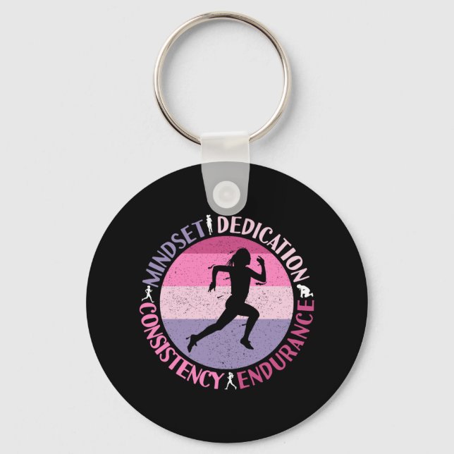 Running Mindset - Girly Runner Endurance Quote Key Ring (Front)