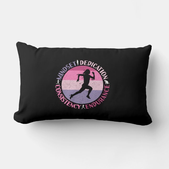 Running Mindset - Girly Runner Endurance Quote Lumbar Cushion (Front)