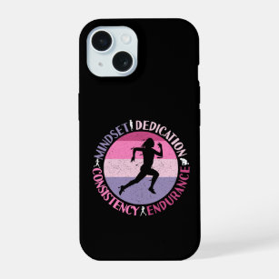 Running Mindset - Girly Runner Endurance Quote iPhone 15 Case
