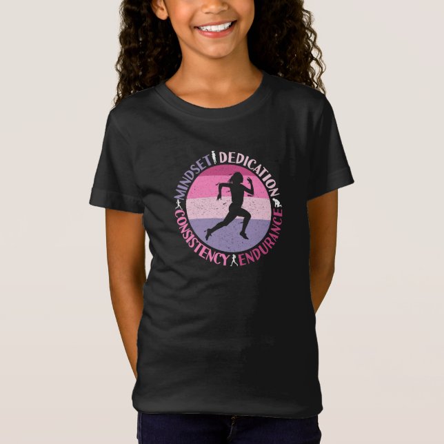 Running Mindset - Girly Runner Endurance Quote T-Shirt (Front)