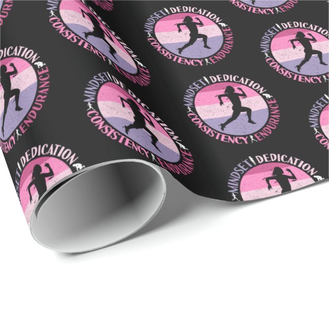 Running Mindset - Girly Runner Endurance Quote Wrapping Paper (Roll Corner)