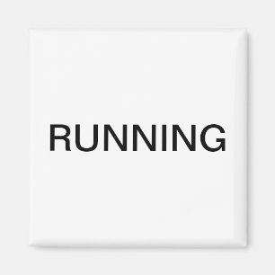 Running minimal white dishwasher magnet