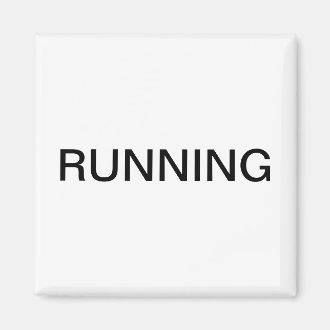 Running minimal white dishwasher magnet (Front)