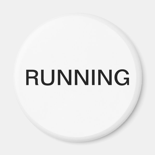 Running minimal white dishwasher magnet (Front)