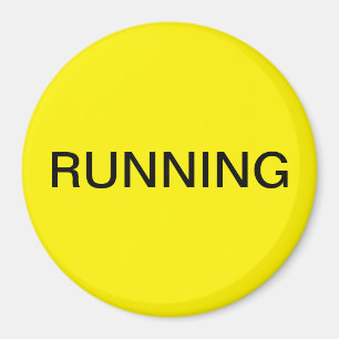 Running minimal yellow dishwasher magnet