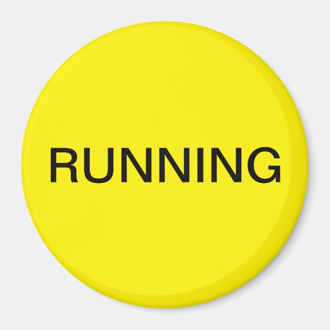 Running minimal yellow dishwasher magnet (Front)